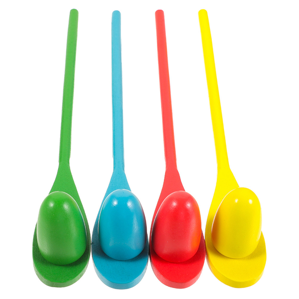 Party Games Physical - 4 Set Ahşap Denge Yumurtası Kaşık